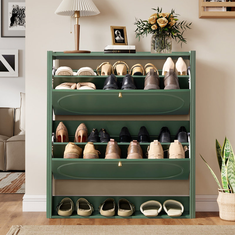 20 Pair Shoe Storage Cabinet, Green