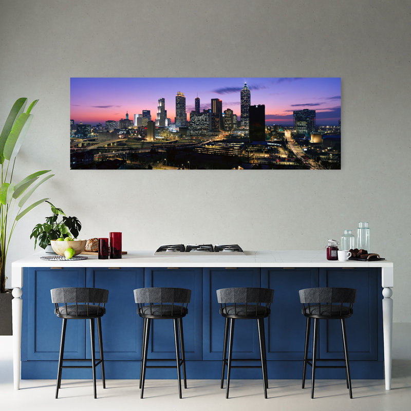 Skyscrapers in a city Atlanta Georgia USA 1 Piece Wrapped Canvas Panoramic Wall Art, 50.8 cm H x 152.4 cm W