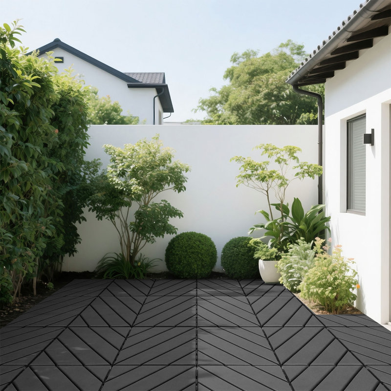 Carreaux de terrasse en plastique emboîtables, 44 paquets de tuiles de terrasse, 12 pouces x 12 pouces imperméables pour une utilisation toutes saisons, tuiles de terrasse pour piscine de jardin
