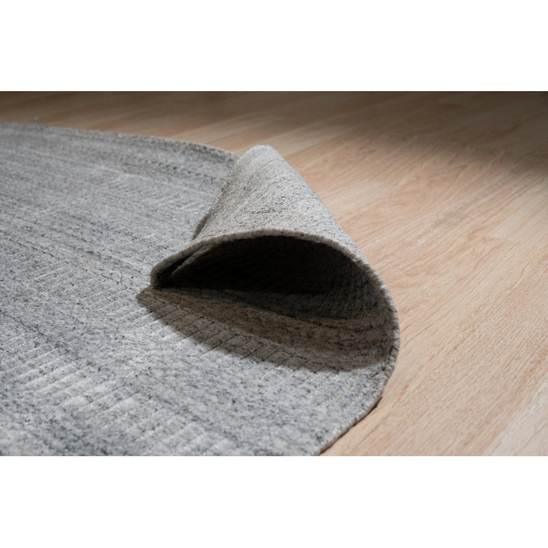 Gray Handloomed Wool Striated Tones Geometric Modern Contemporary Carpet Rug, 8' x 10'