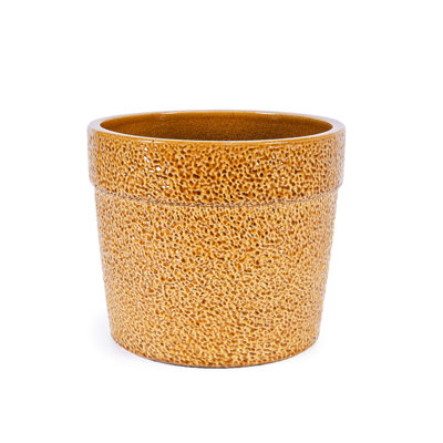 3 Pieces Modern Planter In Antique Yellow, Frost - And Heat For Indoor Outdoor Use Ceramic Flowerpot With Yellow Finish, Featuring Built In Drainage Plant Health