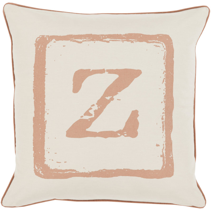 Coussin décoratif en coton, Z, Brun clair / beige, 22 po x 22 po