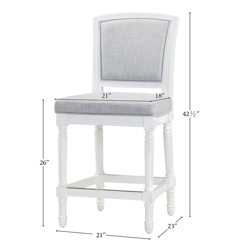 Cionna Upholstered Counter Stool with Solid Wood Frame, Counter Stool (26" Seat Height), White