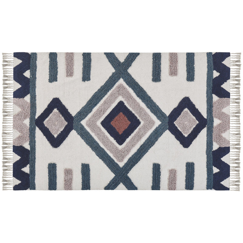 Kirkhill Geometric Cotton Area Rug, Rectangle 140cm x 200cm
