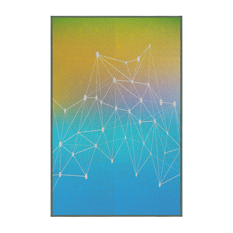 Tapis bleu/vert à motifs, Rectangle 2 pi x 3 pi