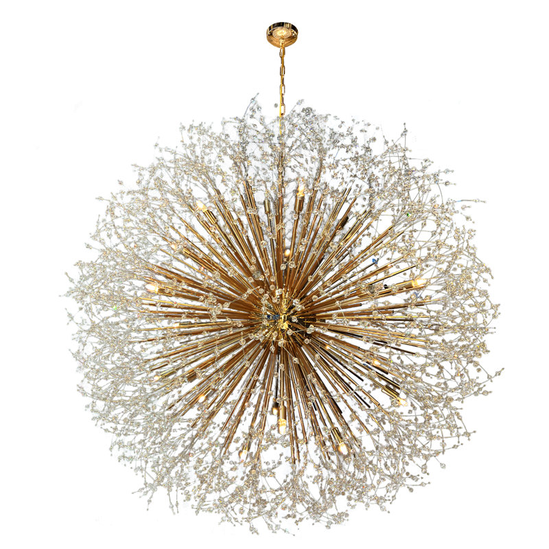 Islaa Dimmable Crystal Sputnik Chandelier , 30 Lights, 63", Gold