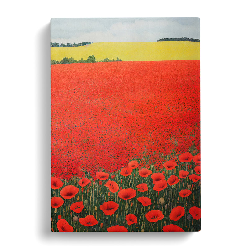 Watercolour Poppy Field Vol.2 - Wrapped Canvas, 76cm H x 50cm W x 3cm D