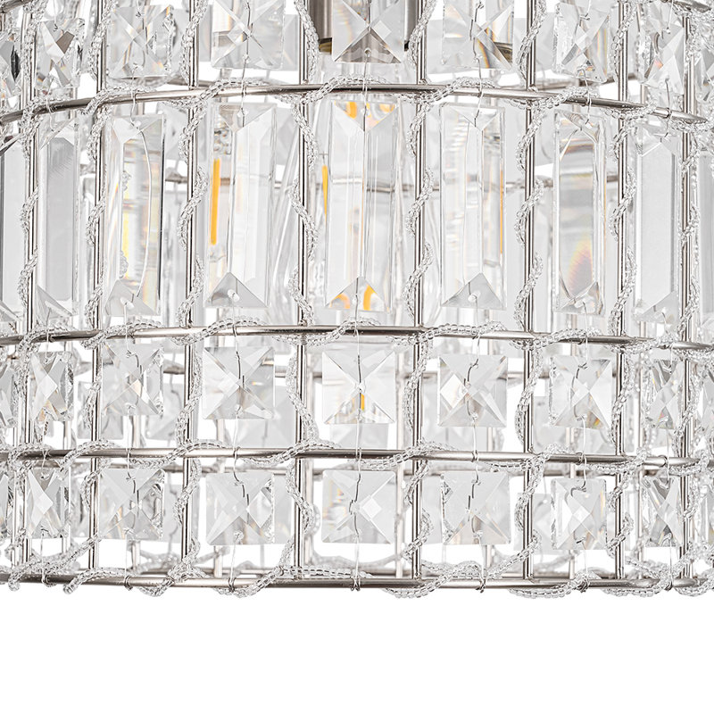 Luminaire suspendu cage en cristal 1 lumière Vintage, Nickel