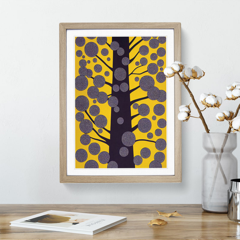 Bold Abstract Tree No.6 - Single Picture Frame Painting, 34cm H x 25cm W x 2cm D, Oak