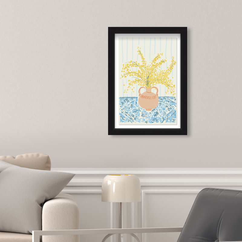 Sunny Flower Vase Print by Oliver Gal, 16.5"H x 11.5"W, Black Shadowbox