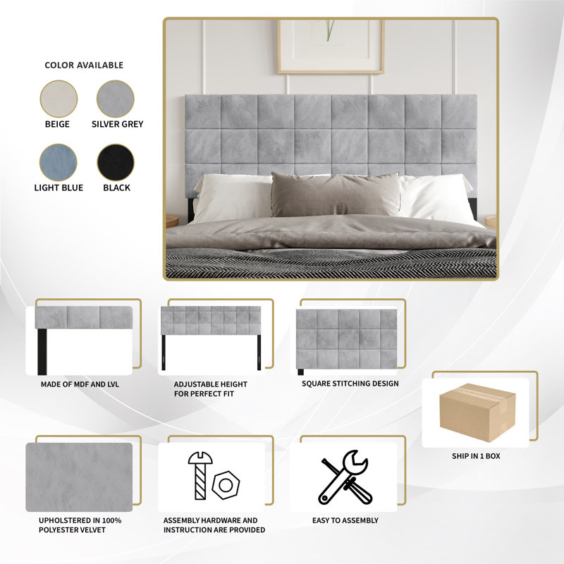 Danijela Upholstered Headboard, Black, King