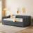 Twin Size Daybed with Drawers Upholstered Tufted Sofa Bed, with Button on Back and Piping on Waved Shape Arms-Dark Grey-2090757650-2090757648