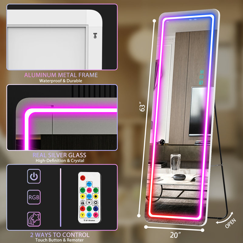 Metal Rectangle Wall Mirror, White