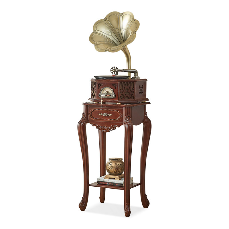 Nut-brown+Gold Free Form Solid Wood+Copper Media Players, Gold;Nut-Brown