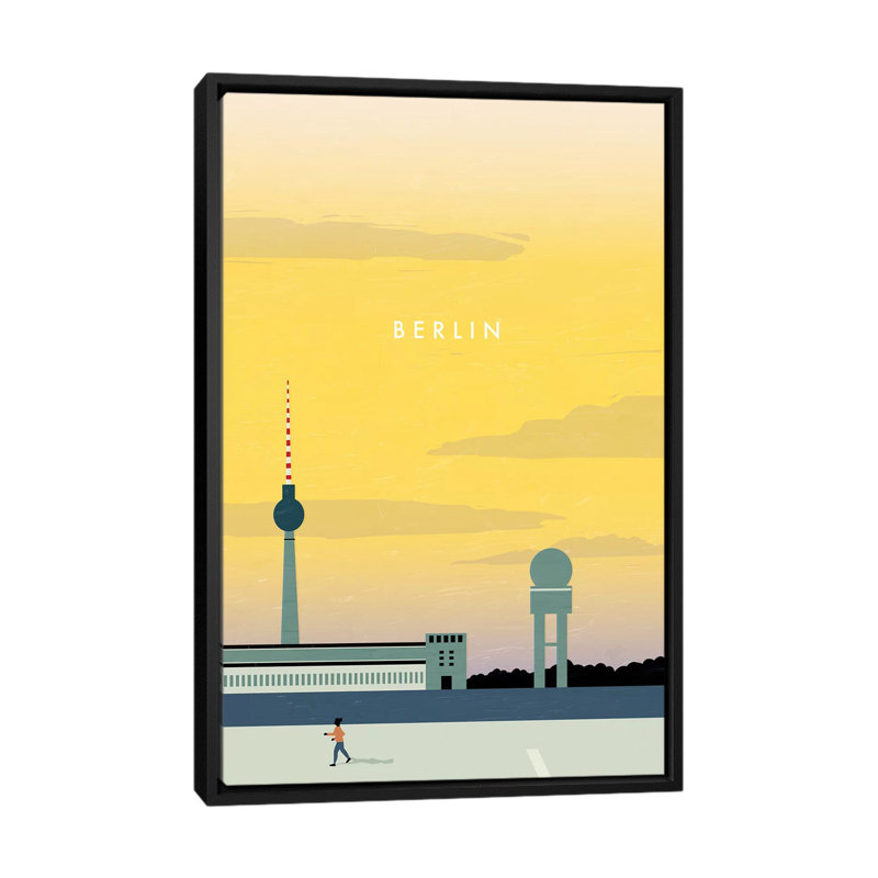 « berlin' », reproduction d’impression sur toile, H 26 po x l 18 po x P 1,5 po, Toile avec cadre noir, Pas de tapis
