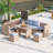 6-Piece Patio Wicker Sectional Set with Adjustable Seat,Storage Box