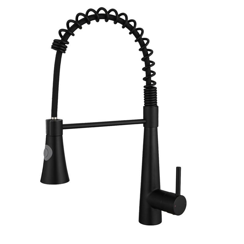 Robinet d'évier de cuisine noir avec bec rétractable - Matériaux pour une utilisation à long terme à poignée simple, Noir mat