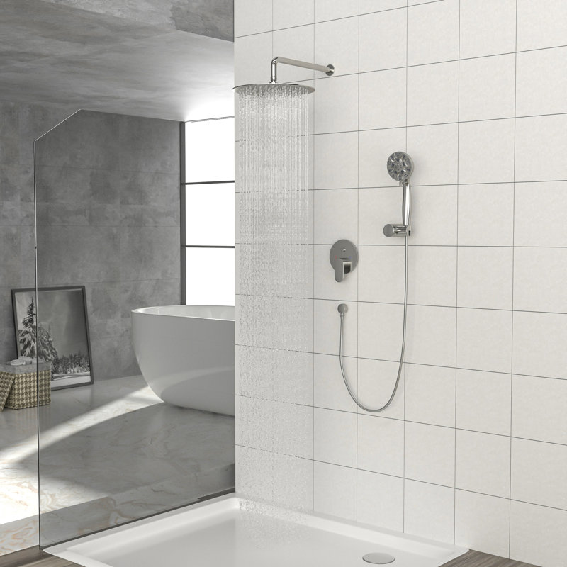 Pomme de douche double anti-brûlure, expérience de salle de bain en nickel brossé de luxe