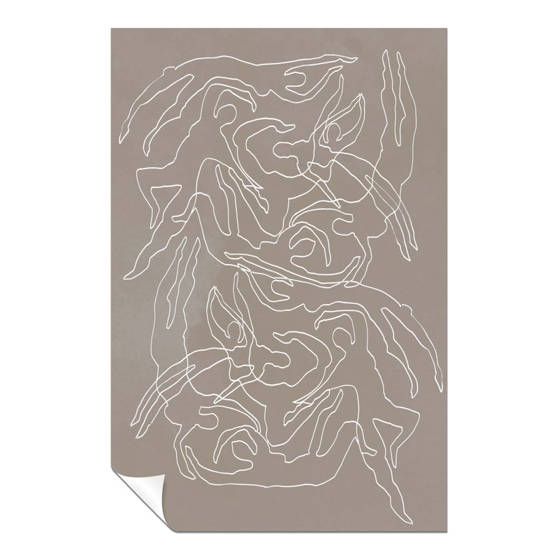 Line Art Swimmers - No Frame Painting, 46cm H x 31cm W
