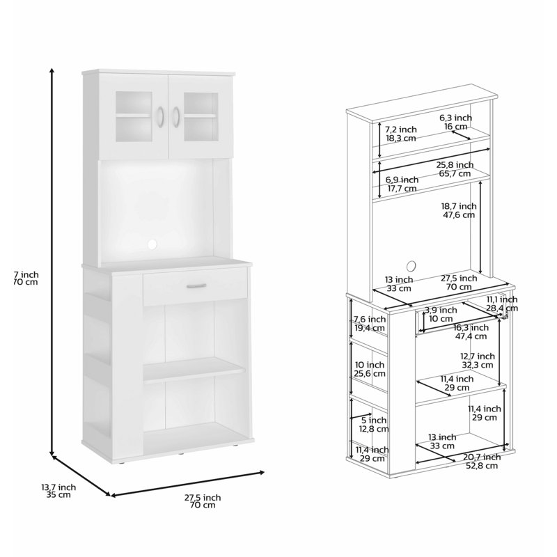 Armoire à porte double Visar Stylish Pantry - H 67,21 po x l 14,01 po x P 27,81 po