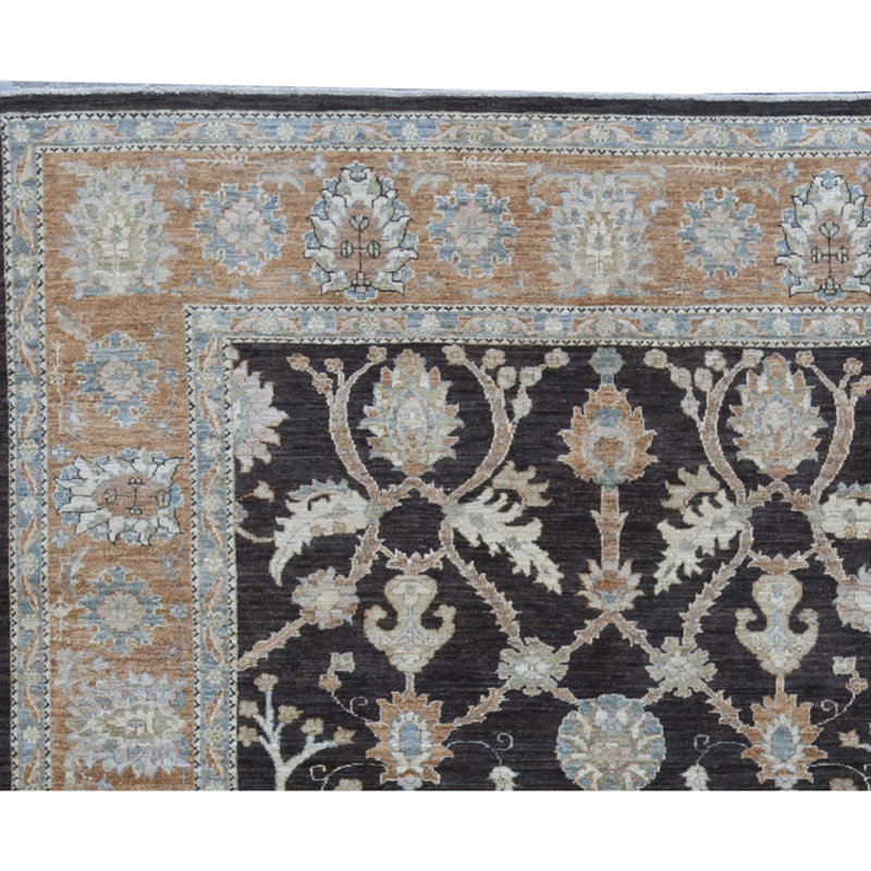 Tapis brun et doré de haute qualité noué à la main Ziegler