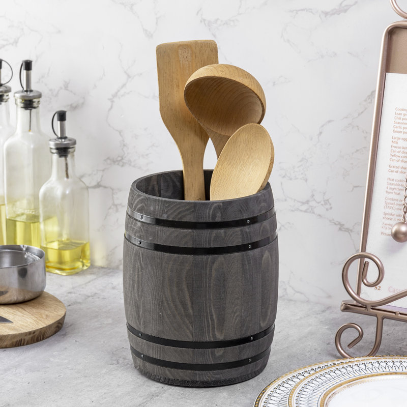 Wood Round Utensil Crock