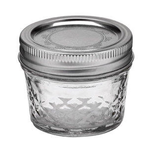 2 Vintage Ball Freezer Jam Jar Made in USA 3 3/4 8 oz Clear Glass Plastic  Lid