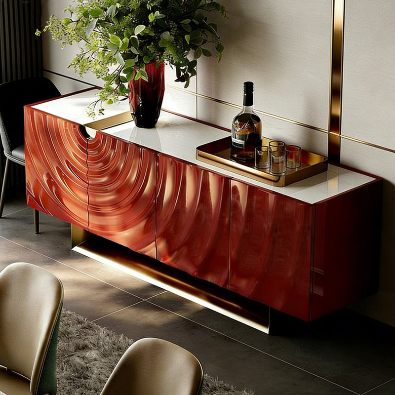 Buffet moderne en bois avec base en métal