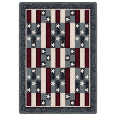 Leksi American Patchwork Patriotic Area Rug