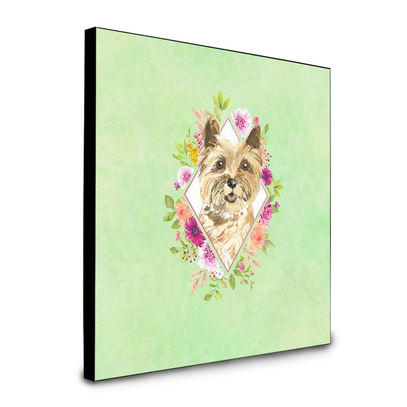 Panneau mural Dollman Flowers, Vert, Cairn terrier