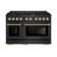 ZLINE Autograph 48 in. Paramount DuoPro Dual Fuel Range in Black Steel with Champagne Helix Handles-1171869626