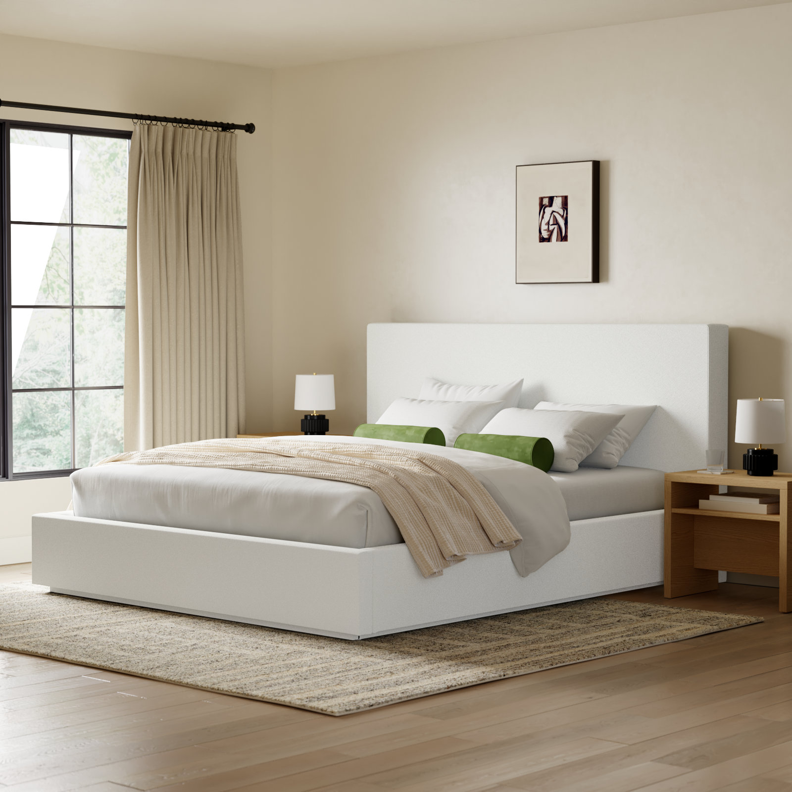 Baccarat Upholstered Bed, King, Pearl