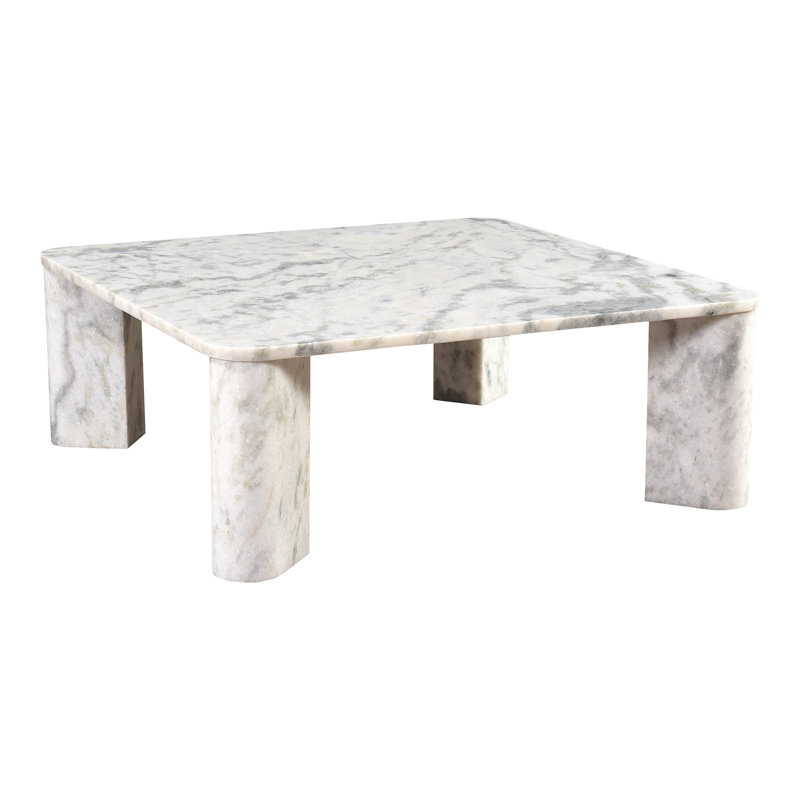 Adile Genuine Marble Coffee Table, White/Gray