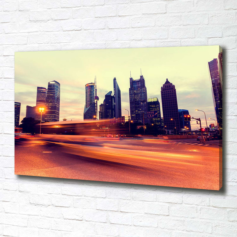 Shanghai At Night - Wrapped Canvas Print
