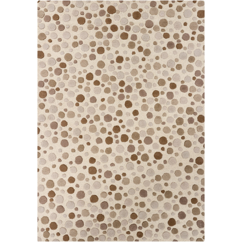 Tapis moderne en laine à pois touffeté à la main Doraville, Beige clair
