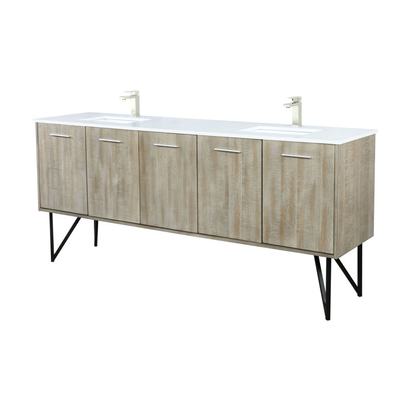 Lancy 80 in W x 20 in D Double Bath Vanity and Faucet Set, White Quartz