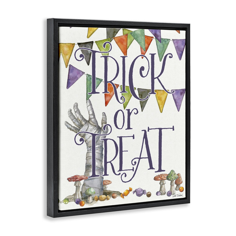 Cadre flottant SpellBond Trick Or traiter, design par Leslie Trimbach, Cadre flottant noir de jais, H 21 po x l 17 po