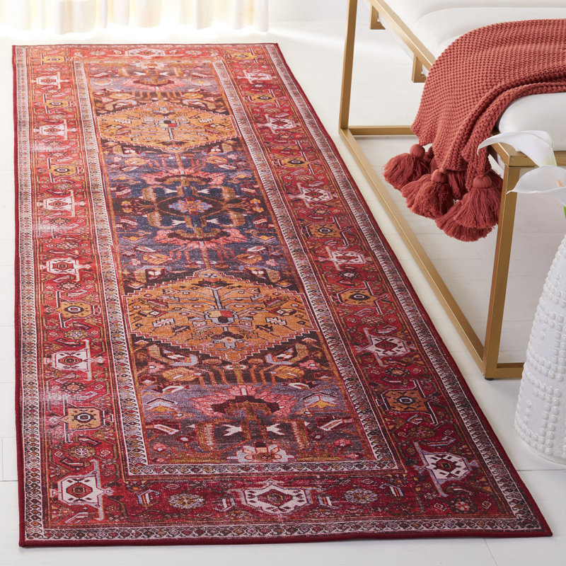 Tapis bleu marine / rouille Gullion Southwestern, Tapis de couloir 2 pi 6 po x 8 pi