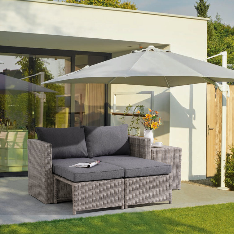 Ensemble de conversation modulaire en rotin avec coussins 5 pièces Morland
