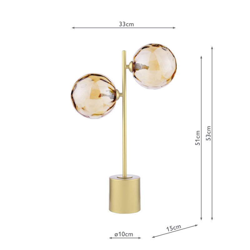 Metal Table Lamp Lamp, Brass, Champagne, 48 cm H x 32 cm W x 28 cm D