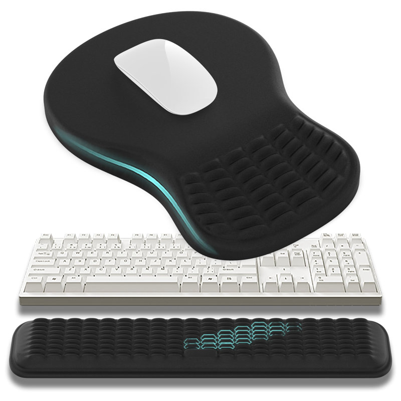 Ergonomic Mouse Pad And Keyboard Wrist Rest Set, Super Soft Memory Foam Desk Wrist Support For Computer Keyboard, Non-Slip Arm Palm Rests Cushion For Typing Gaming Office Laptop Mac