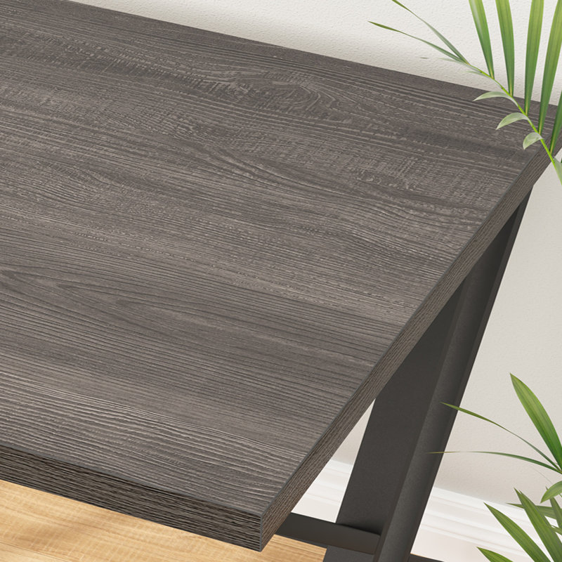 Kelleia Writing Desk, 30.1" H x 55" W x 23.6" D, Dark Gray Oak/Black