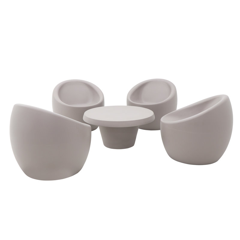 Tramontina Oca 5 Pcs. Polyethylene Lounge Set, Grey, Grey