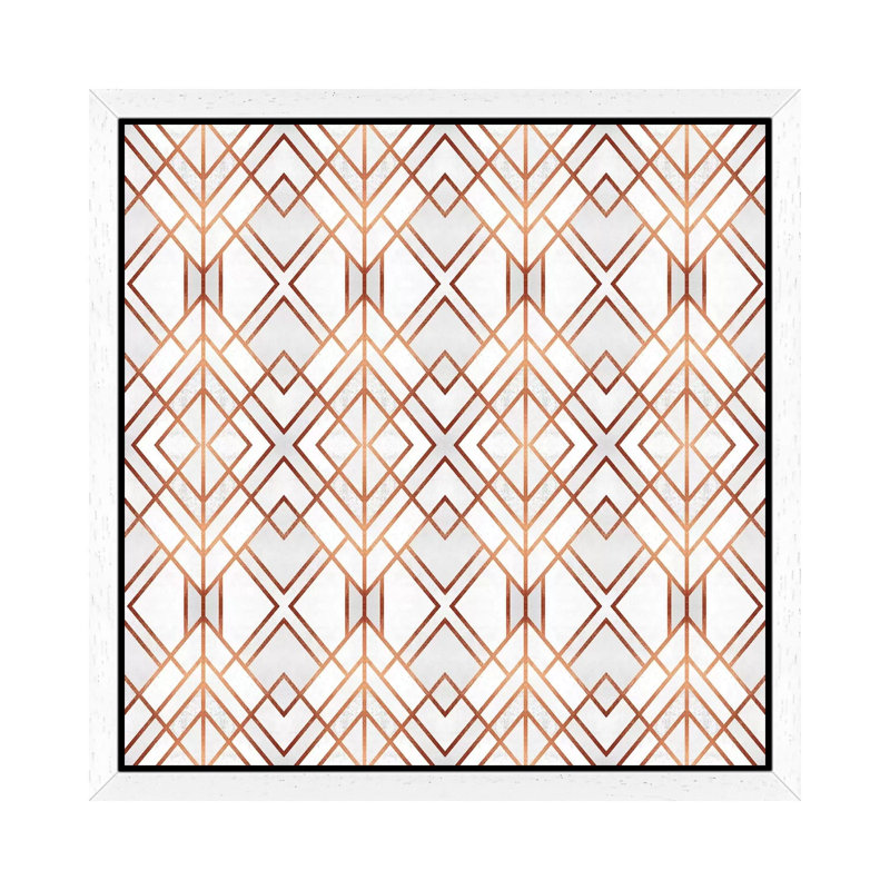 Copper Geo - Single Picture Frame Print on Canvas, 45.72 cm H x 45.72 cm W, White Framed