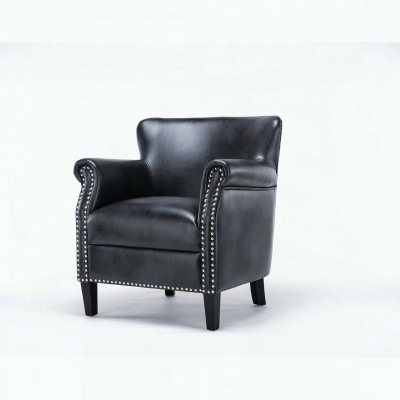Fauteuil club Hadley - similicuir - gris anthracite, Gris anthracite