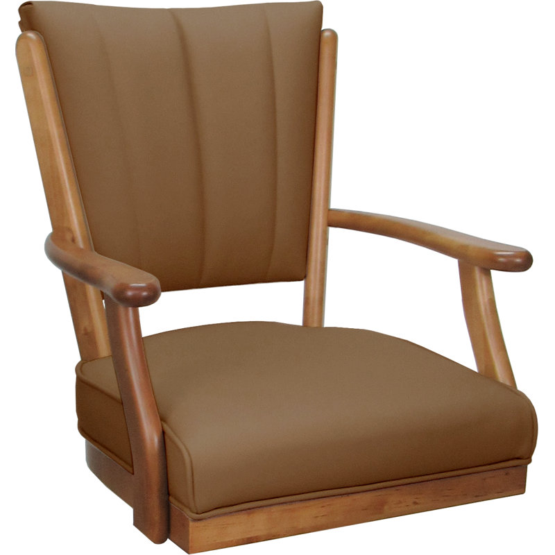 Tabouret pivotant en bois Bellamy, Brun, Cuir véritable brun, Tabouret de comptoir (siège d'une hauteur de 34 p