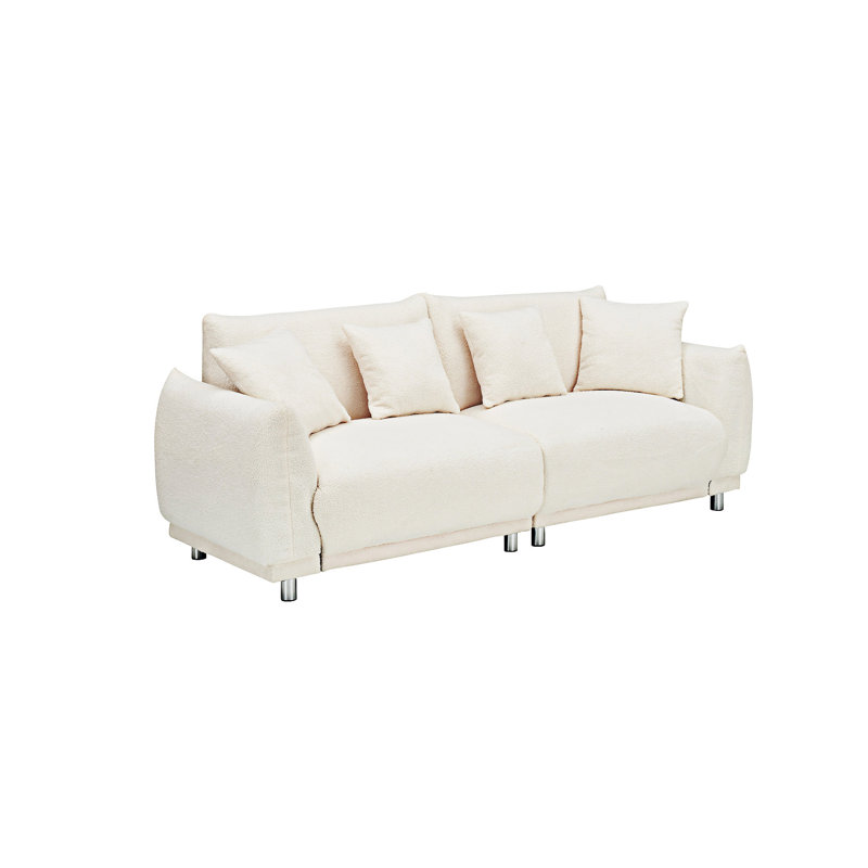 Canapé rembourré avec coussins, Beige