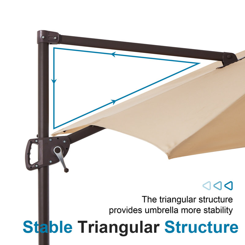  Parasol en porte-à-faux 120 "avec inclinaison pour patio 120", Beige