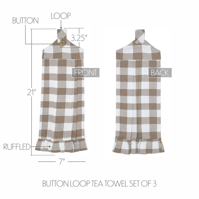 Serviette de cuisine à carreaux Annie Buffalo, Brun / blanc