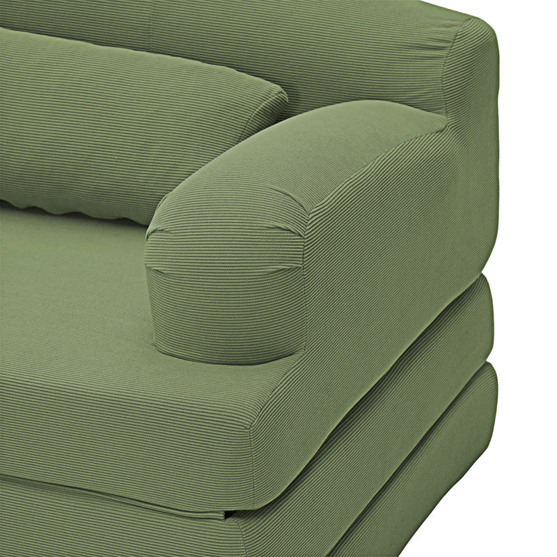 Causeuse-lit pliable, Velours côtelé vert grisâtre